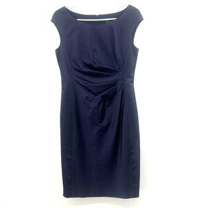 Lauren Ralph Lauren Navy Blue Satin Ruched Side Dress Women's 10